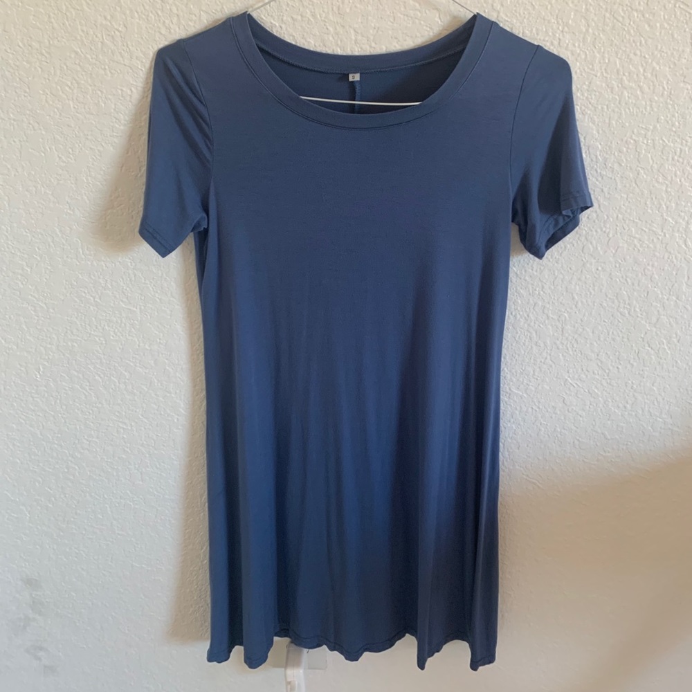 cobalt blue sleek tshirt dress | Amazon